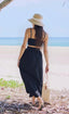 Women Sexy 2 Piece Outfits Dress Chiffon Strap Deep V Neck Bra Crop Top High Split Maxi Dresses Skirt Set Black XL