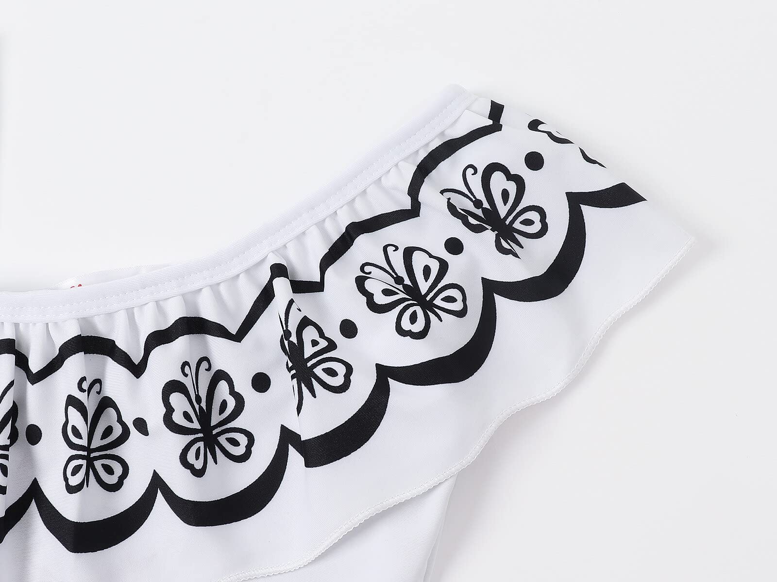 Jurebecia White Swimsuit for Girls Enacnto Bthing Suit Princess Adeventure Cosplay Role Play Kids One Piece Bikini One Shoulder Tankini Beach Swimming Pool Party Swimwear Size 12/10-11Years