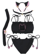 JustinCostume Women's Cosplay Lingerie Set Kitten Keyhole Cute Sexy Outfit Medium Black