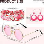 Janmercy 5 Pcs 70s 80s Hippie Costumes Accessories for Women 70's Disco Outfit for Halloween Party Cosplay