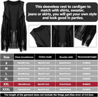 Frienda 6 Pcs 60s 70s Outfit for Women Hippie Halloween Costume Set Peace Sign Earring Headband Fringe Vest Tassel Cardigan