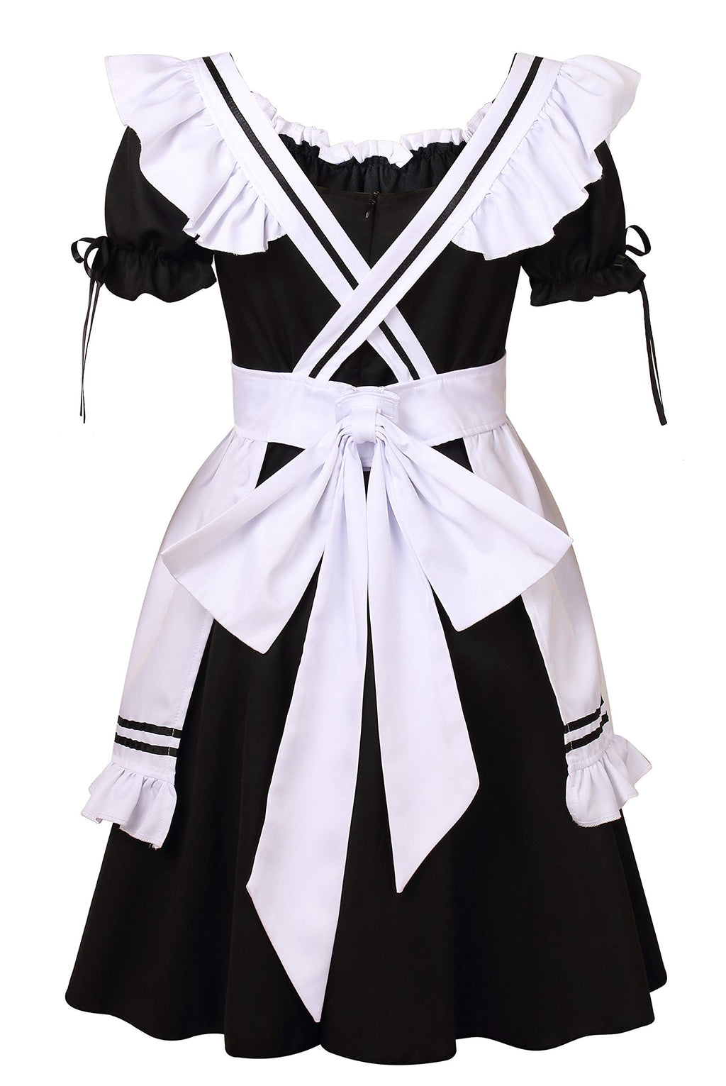Colorful House Women's Lolita Anime Cosplay French Apron Maid Sweetheart Fancy Dress Costume (2XL, Black-9Pcs)
