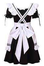 Colorful House Women's Lolita Anime Cosplay French Apron Maid Sweetheart Fancy Dress Costume (2XL, Black-9Pcs)