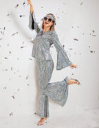 Women 70s Disco Costume 8 PCS Disco Outfit for Halloween Cosplay Party