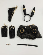 haikyuu Women Cosplay Bikini Set with Cover up Headband Anime Swimsuit Halter Lace Up Swimwear Rave Bathing Suit Black