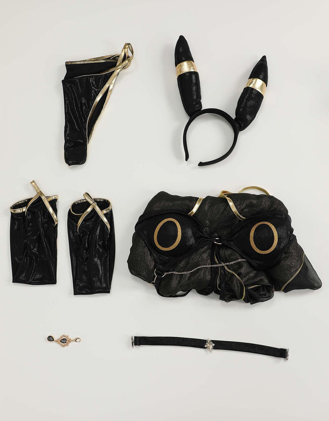 haikyuu Women Cosplay Bikini Set with Cover up Headband Anime Swimsuit Halter Lace Up Swimwear Rave Bathing Suit Black Main Image