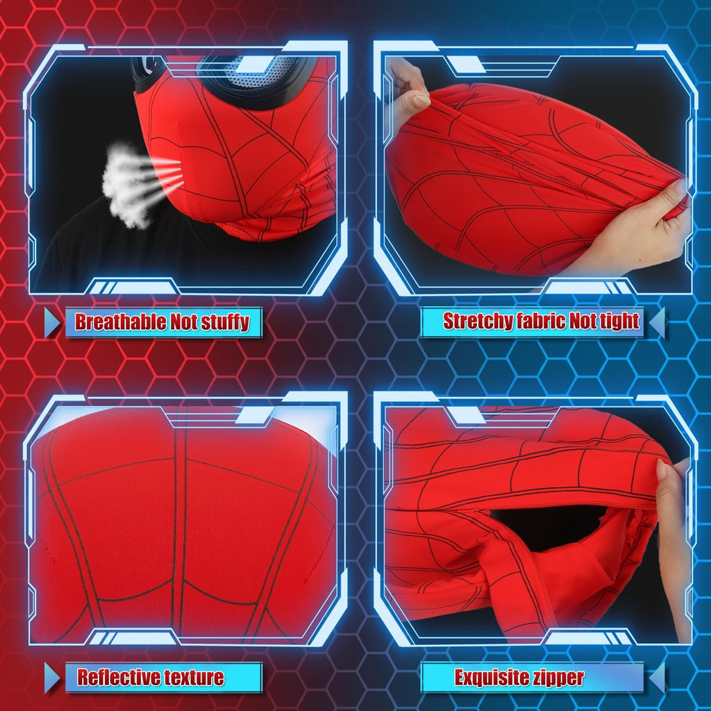 AUGMAXI Electric Spider Superhero Role-Playing Mask Toy with Moving Eyes and LED Lights - Remote Control Ring, Fun Gift for Men (red)