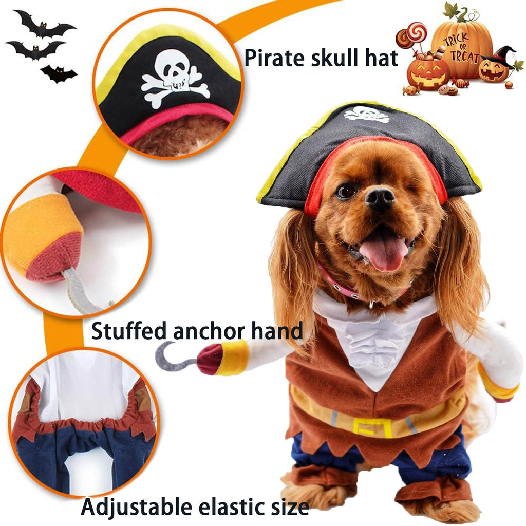 Dog Costume Pirates of The Caribbean Style, Novelty Pet Cosplay Funny Halloween Costumes Cat Pirate Clothing, Cool Dog Clothes for Small to Medium Dogs Cats, Corsair Dress Up Party Apparel (S)