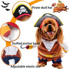 Dog Costume Pirates of The Caribbean Style, Novelty Pet Cosplay Funny Halloween Costumes Cat Pirate Clothing, Cool Dog Clothes for Small to Medium Dogs Cats, Corsair Dress Up Party Apparel (S)