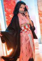 UQJE Kids Kamado Tanjir Cosplay Costumes Anime Tanjir Cosplay Outfit Halloween Kimono Set-M