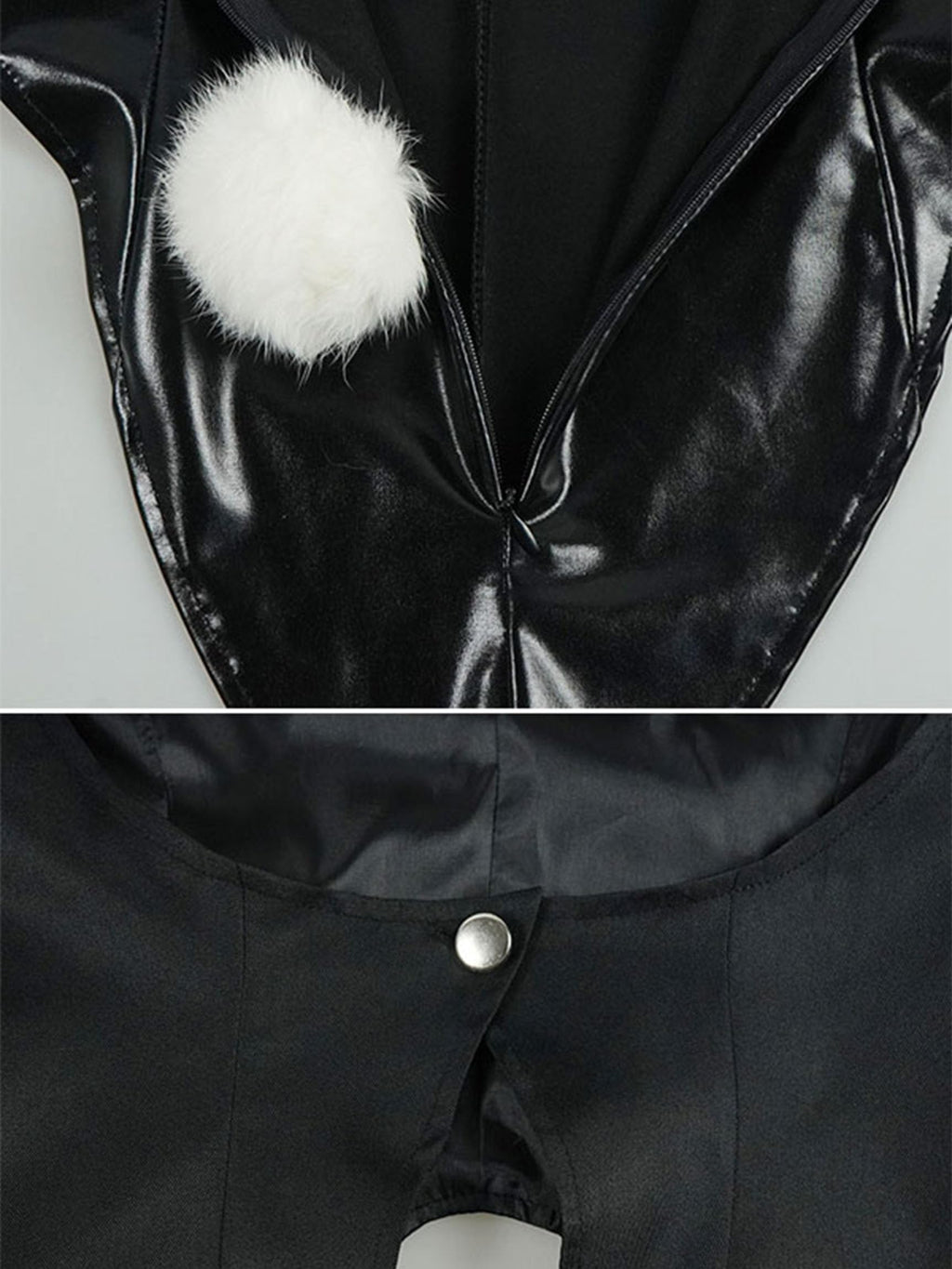 Cosplay.fm Women Dress Up Cosplay Costume Black Bunny Bodysuit and Coat with Stockings and Bunny Ear Headband (Black, S)