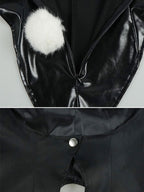 Cosplay.fm Women Dress Up Cosplay Costume Black Bunny Bodysuit and Coat with Stockings and Bunny Ear Headband (Black, S)