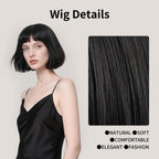 Onedor 10" Short Straight Hair Flapper Cosplay Costume Bob Wig (Black)
