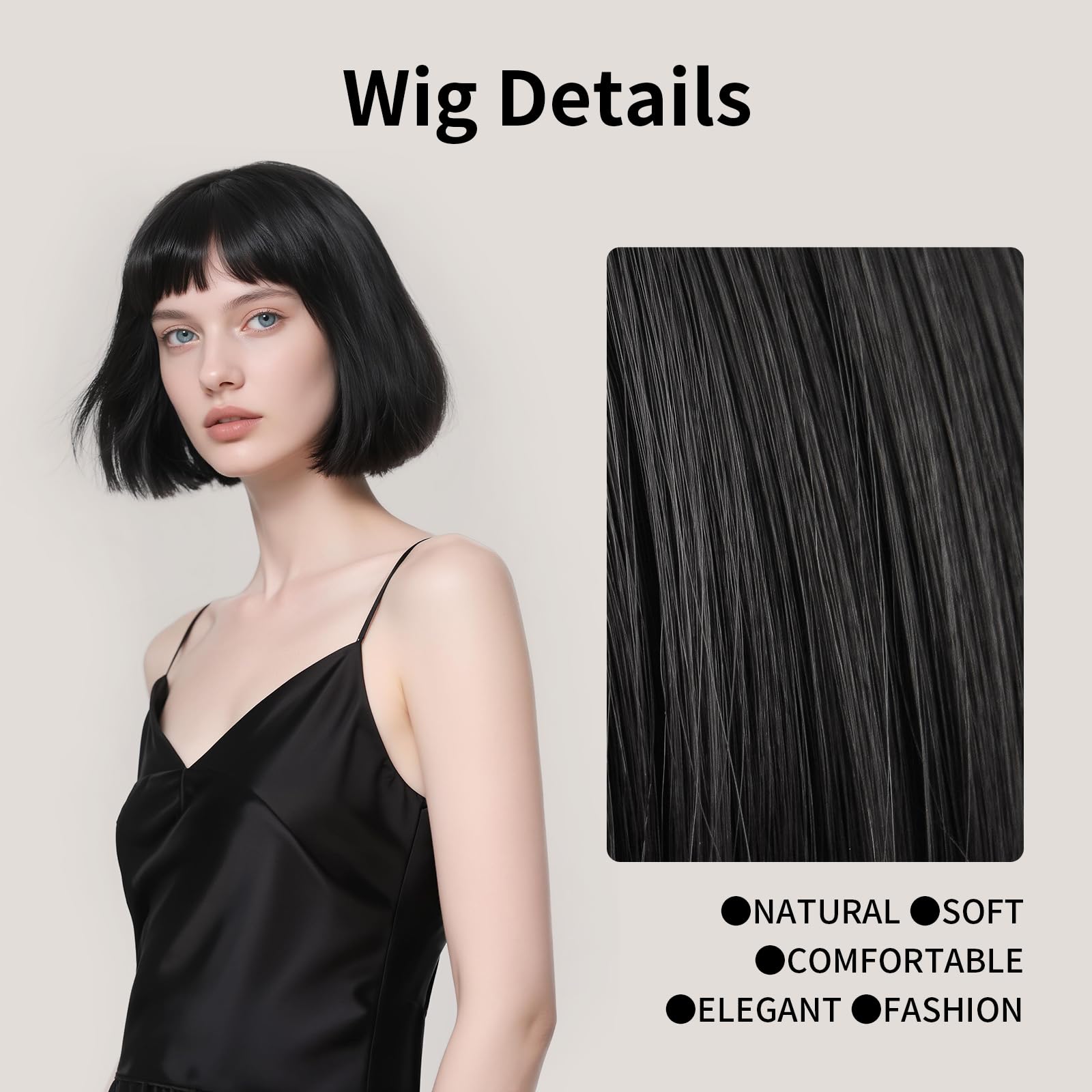 Onedor 10" Short Straight Hair Flapper Cosplay Costume Bob Wig (Black)