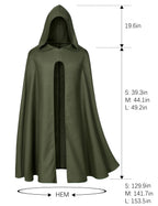 Yuriko Medieval Renaissance Cloak With Hood - Vintage Cape Cosplay Robe Halloween Costume (Green S)