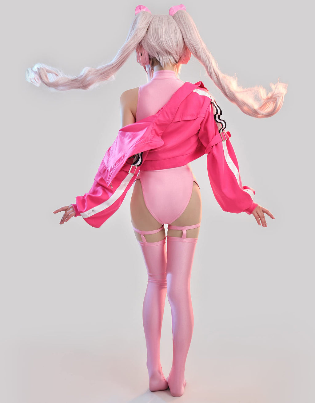 haikyuu Women Cosplay Swimsuit with Jacket Anime One Piece Swimsuit Cutout Bathing Suit Tummy Control Swimwear (as1, Alpha, m, Regular, Regular, Standard, Pink)