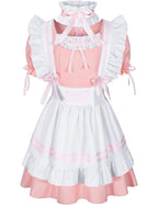 Kids French Maid Costume Maid Apron Fancy Dress Halloween Outfit Cosplay Costume Accessories Set(PK 150) Pink