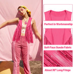 FunMular 60s 70s Outfits for Women Disco Hippie Costume Clothes Woman Peace Sign Earring Headband Fringe Vest Tassel Cardigan