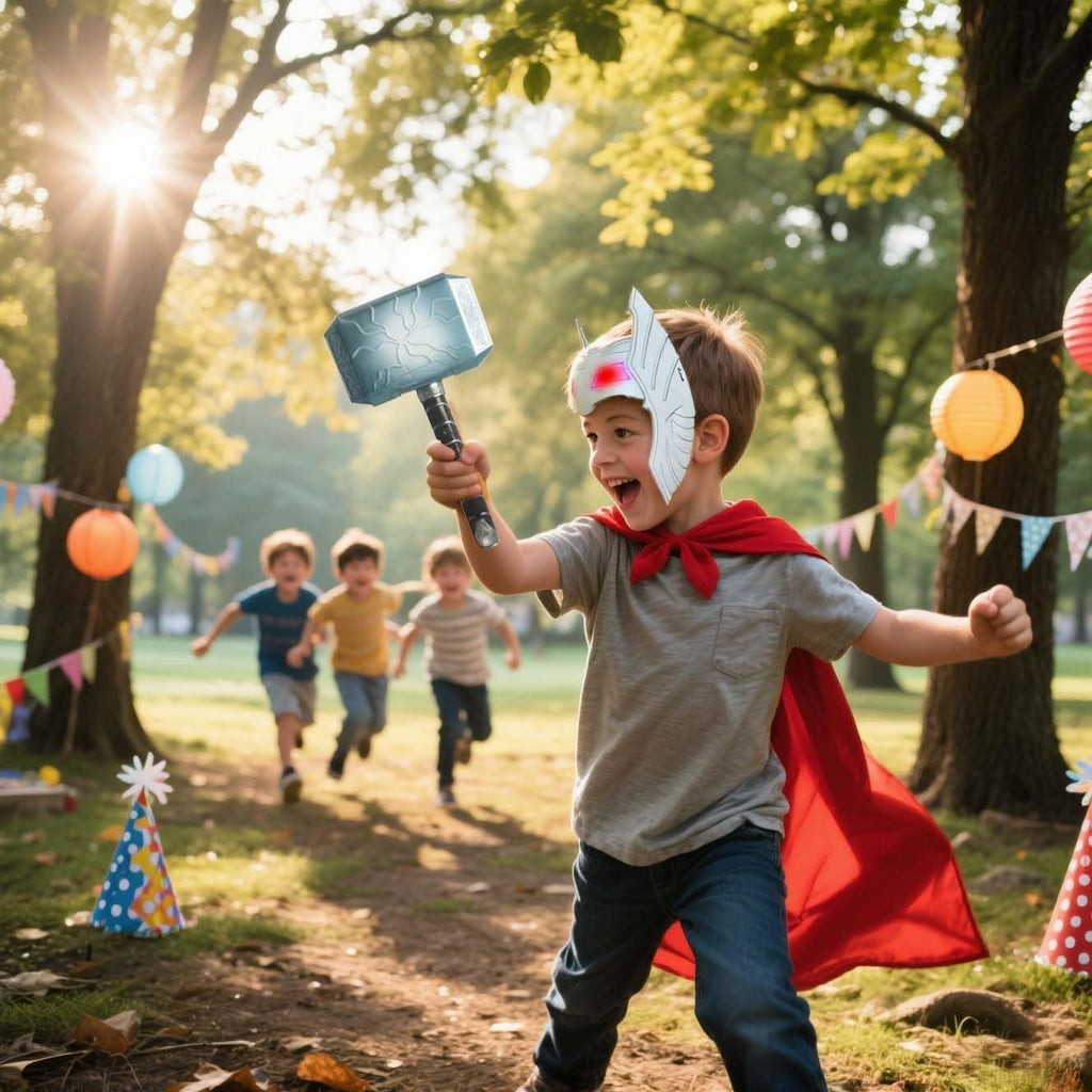 Lobcssud Children's Hero Character Toys Hammers and LED Light Mask Cape Children's Role-Playing Costumes Gifts for Children