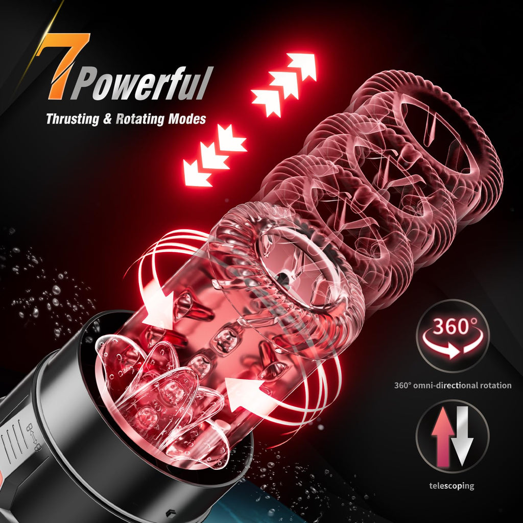 Mrgras Male Masturbator Penis Pump - Male Sex Toys for Men with Upgrade 12 S Vacuum Pump & 7 Thrusting Rotating Vibrating Sucking Licking LCD Adult Toys Mens Sex Toys Pocket Pussy Pumps & Enlargers