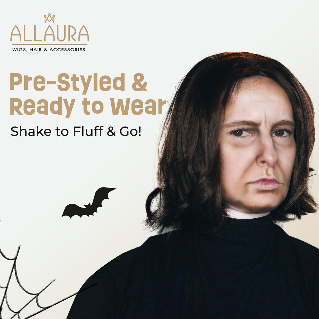 ALLAURA Compatible with Sonny Bono Wig – 60s 70s Men’s Short Brown Wig + Mustache for Hippie, Singer, TV Star, Cop, Detective Costumes – Liberty Duo, Limu & Doug, Uncle Rico, Retro Halloween Outfit