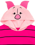Disney Winnie The Pooh Piglet Mens Hooded Matching Family Cosplay T-Shirt Pink Large