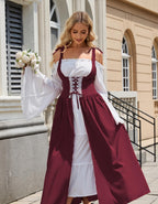 YTWS Renaissance Witch Vampire Pirate Costume Dress for Women Viking Victorian Goth Elf Fairycore Halloween Party Cosplay