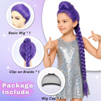 morvally 33.5 Inches Purple Long Braided Ponytail Wig - Anime Cosplay Wigs for Halloween Costume Party (Purple)