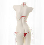 JasmyGirls Leather Micro Bikini Extreme Anime Lingerie Sexy Cosplay Outfit Japanese Bra Panty Set Two Piece Thong Swimsuit