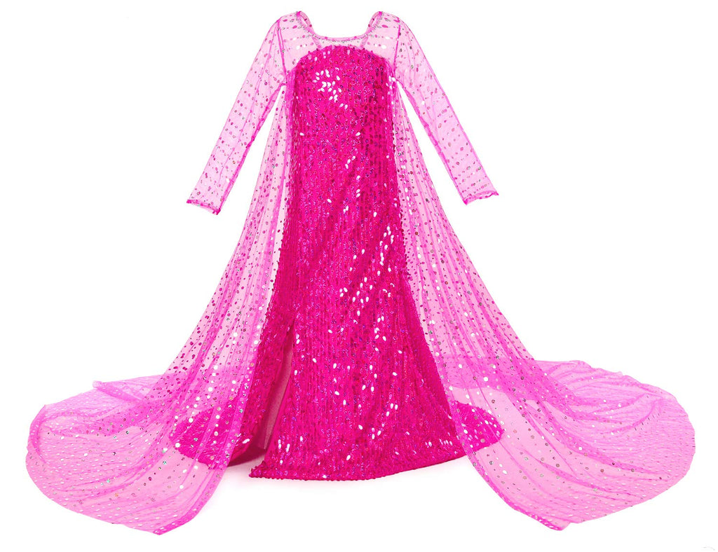 Luxury Princess Dress Costumes with Shining Long Cape Girls Birthday Party