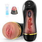 Vibrating Male Masturbator Sex Toys for Men, Male Sex Toys Realistic Textured Pocket Pussy Mens Stroker with 10 Vibration Mode, Hands-Free Blowjob Machine Masturbators for Penis Training &Men Pleasure
