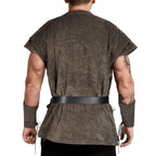 TEYHUI 5 Pcs Norse Viking costume men renaissance costume Medieval tunic Pirate costume men adult(Z3758GY,L)