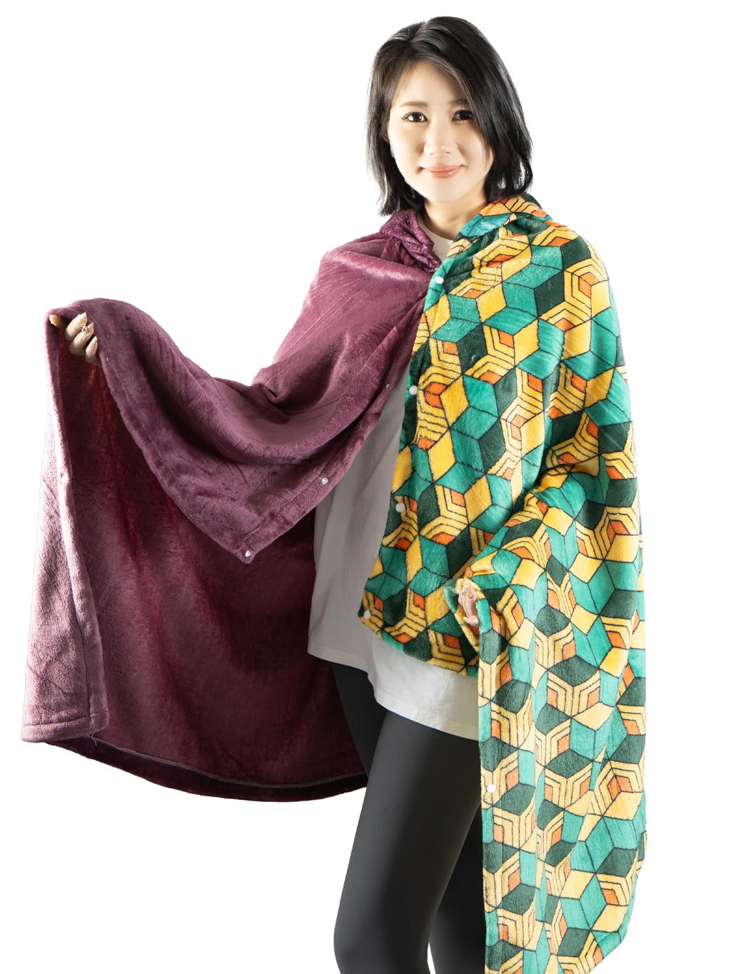 Hooded Wearable Blanket Hoodie Cosplay Cloak Shawl Wrap Nap Quilt 160x100 cm (63x40 in) (Red)