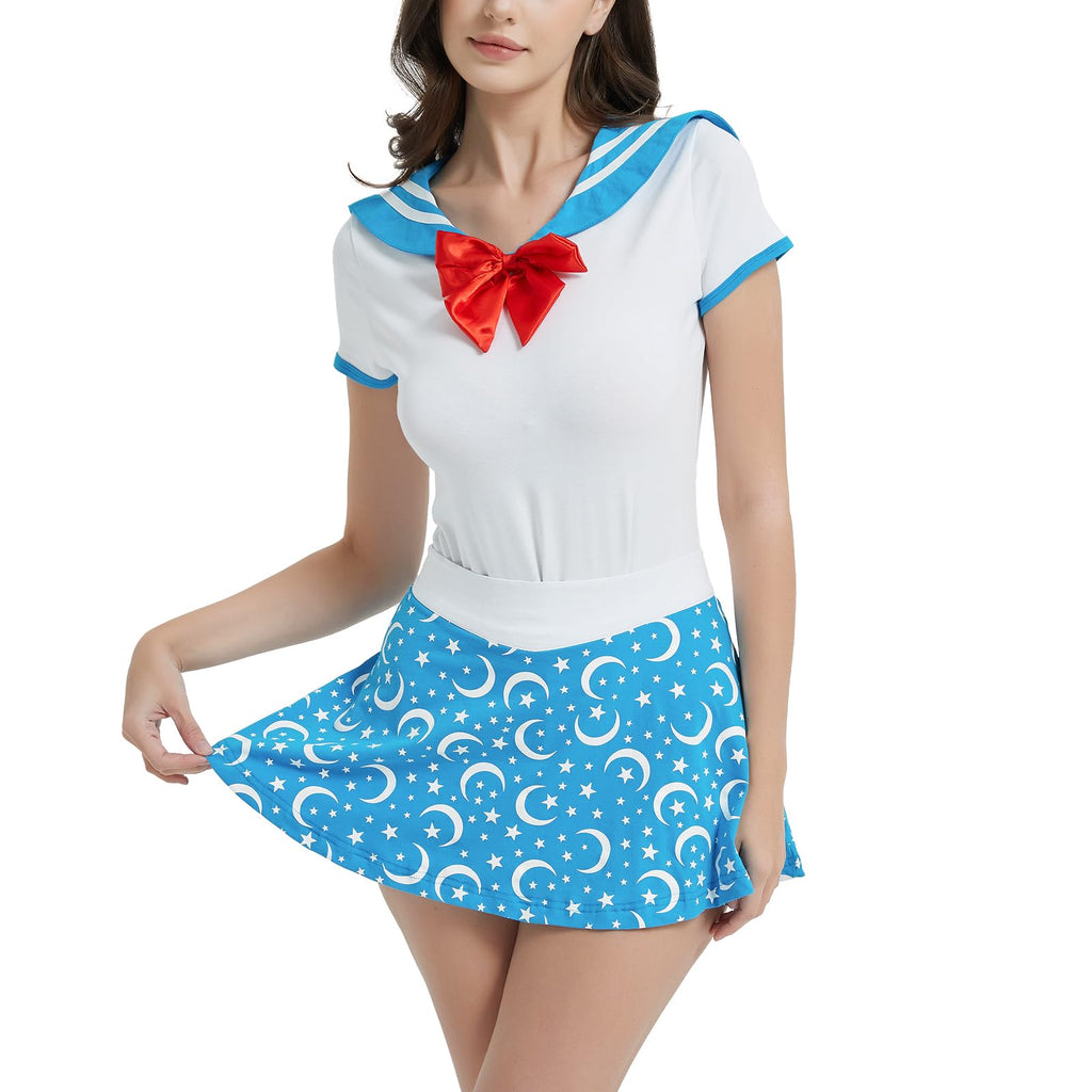 kiligspace Cotton Romper Onesie Pajamas Bodysuit Button Crotch Romper-Sailor Moon Onesie Skirt Set