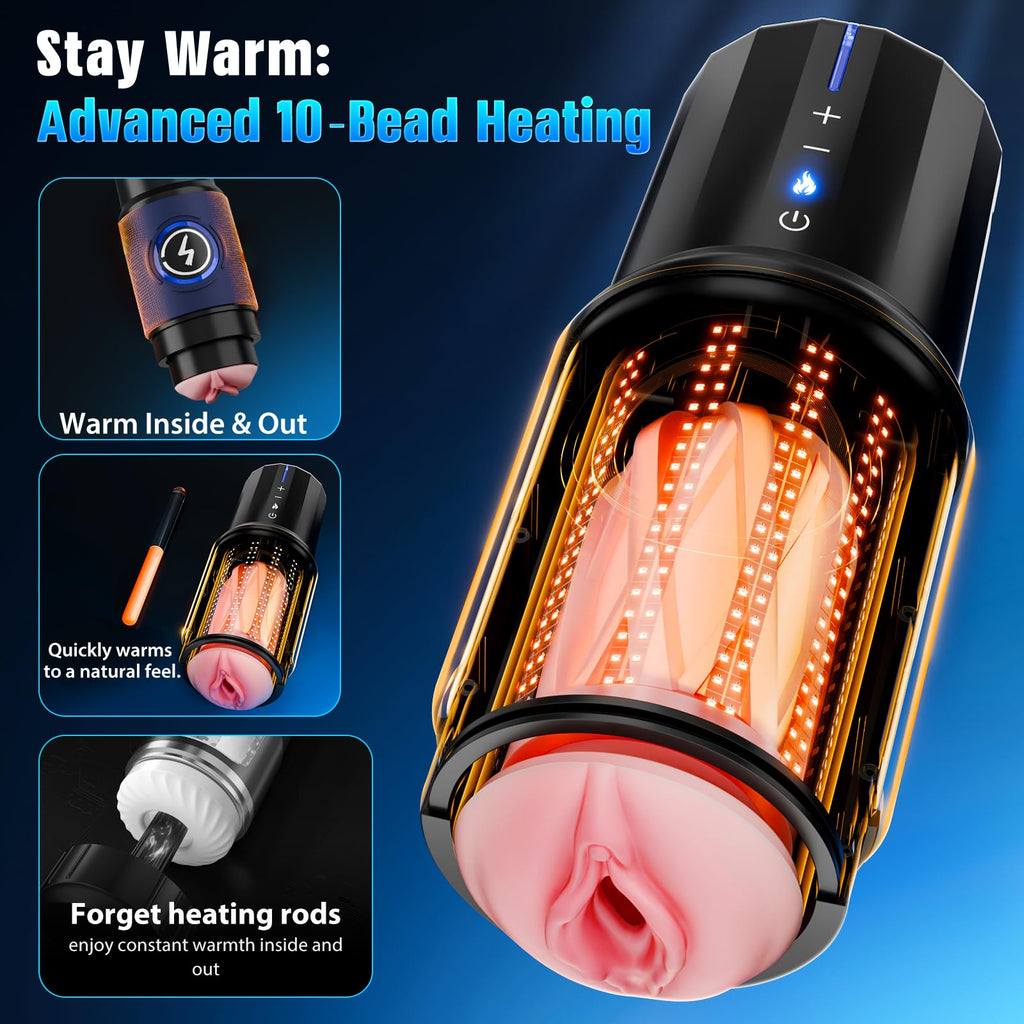 EINSEO Male Masturbator Sex Toys for Men - AI & APP Control Thrusting Male Stroker with 360° Heating, 5-Speed Smooth Motion Adult Mens Sex Toy, Silent Brushless Motor, Pocket Pussy Sleeve Massage Kits