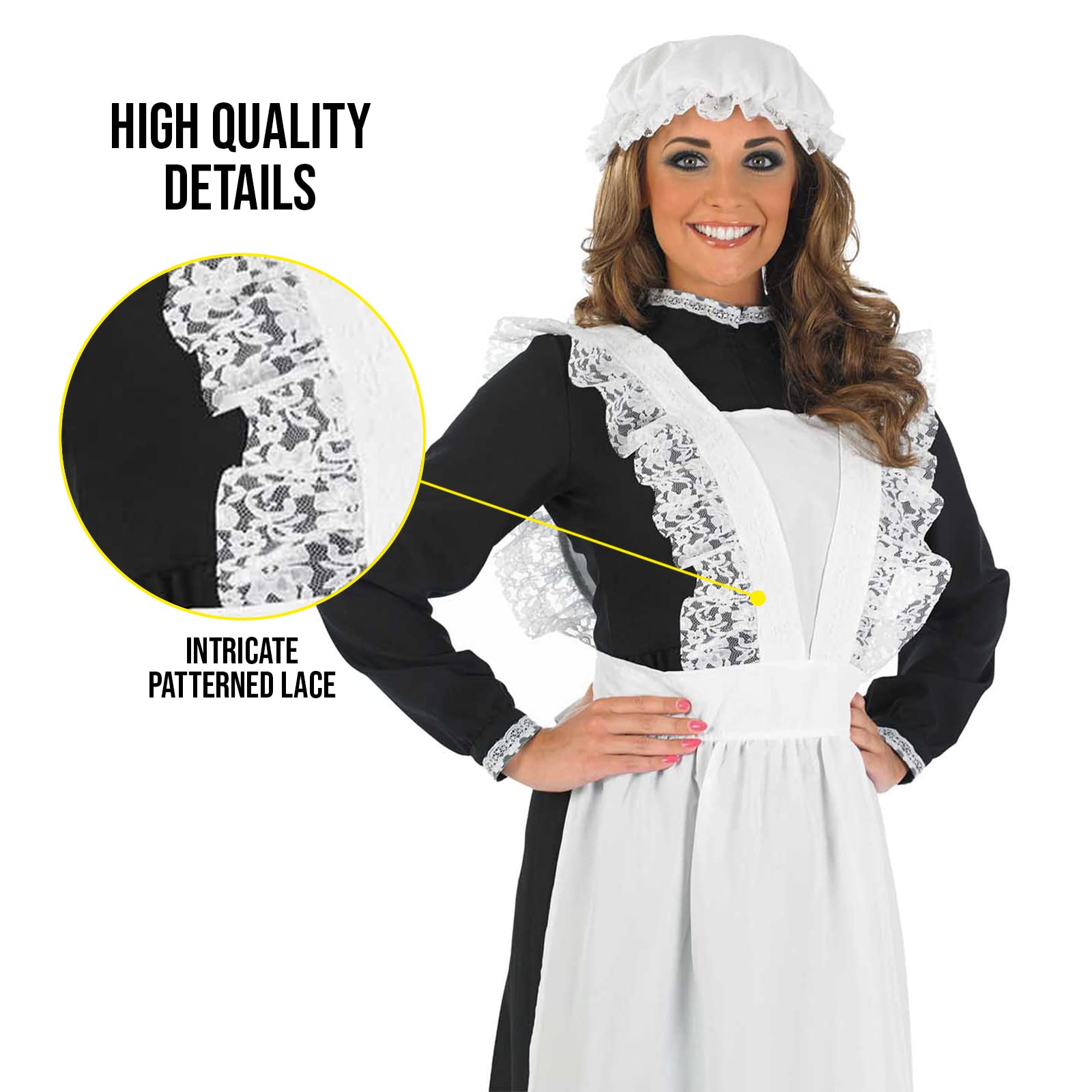 fun shack Victorian Maid Costume, Long Sleeve Dress for Women, Elegant Maid Outfit, Classic Victorian Style, X-Large