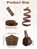 Suhine 6 Pcs Men's Halloween Renaissance Costume Set Medieval Vest Shirt Ankle Banded Pants Viking Belt Armband Pouch(Classic Color,X-Large)