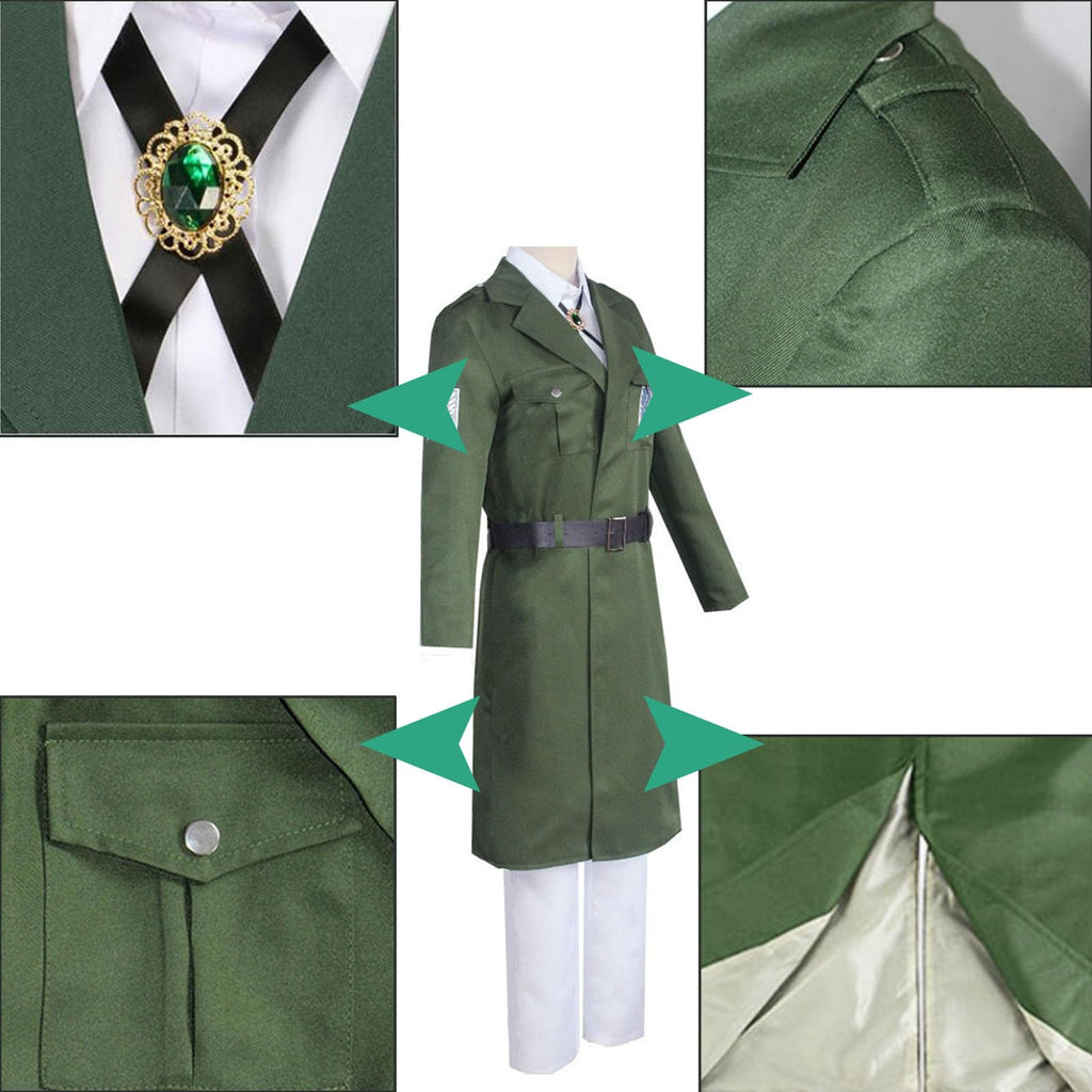 FMMOEK Halloween Cosplay Costume Anime Green Uniform Cloak Long Trench Coat for Adult (S, Green-A)