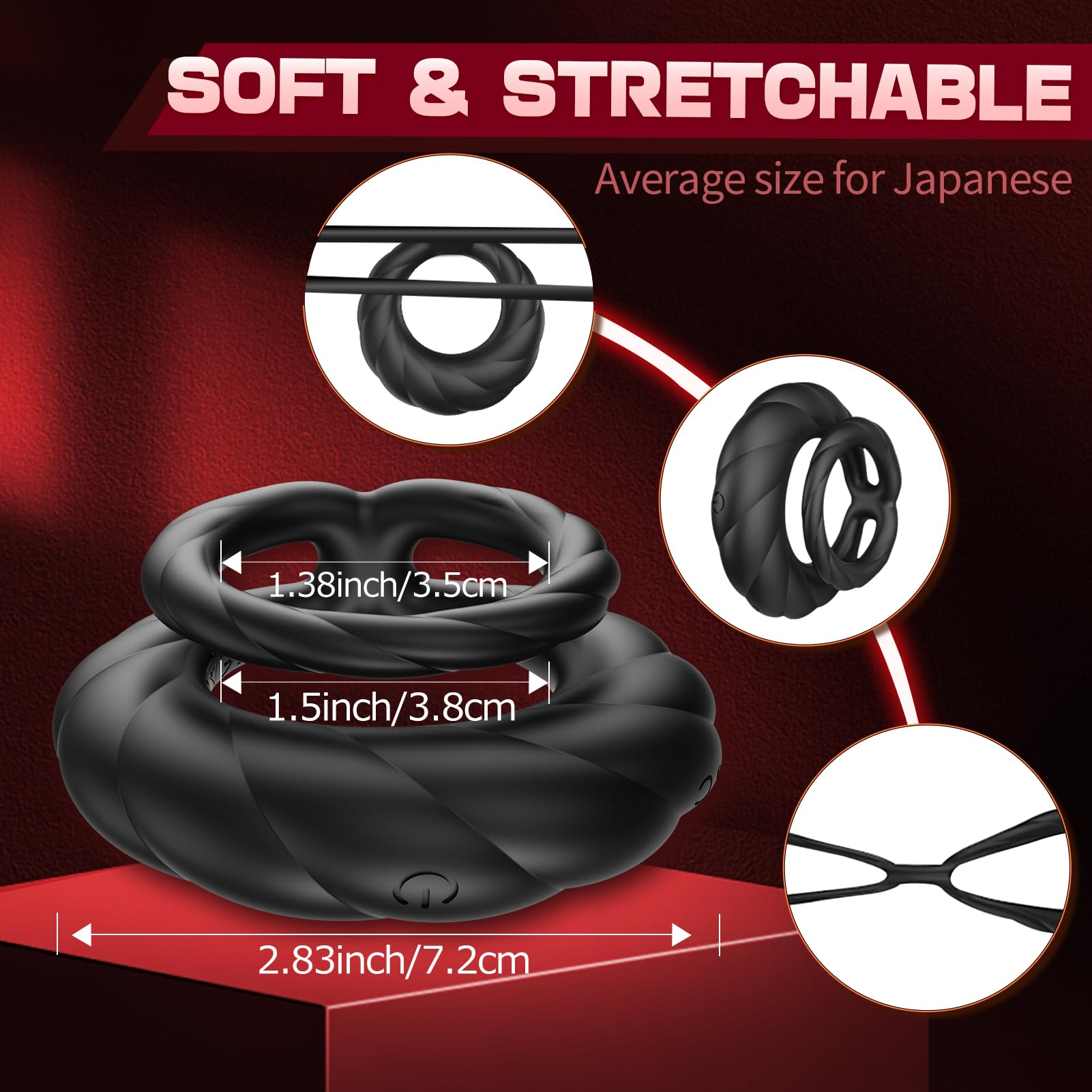 Vibrating Cock Ring Sex Toys for Men - Penis Ring Vibrator with 10 Vibrations, Adult Male Sex Toy for Longer Harder Stronger, Double Penis Vibrators Dildo, Couples Mens Male Adult Sex Toys S&M Whips
