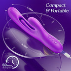 Vibrator Dildo Rabbit Sex Toys -LOVENOTE G Spot Vibrator Massager for Women Clitoral Nipple Stimulation, 3 in 1 Sex Toys with 14 Vibration & 7 Tongue Licking Flapping, Adult Product Aurieel (Purple)