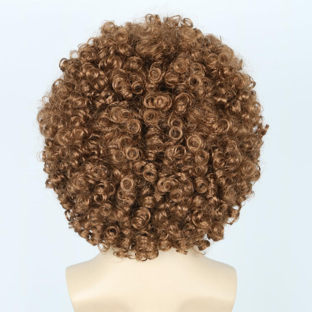 Topcosplay Brown Afro Wig for Men or Women Short Curly Halloween Disco Rock Hippie Costume 70s 80s Wigs