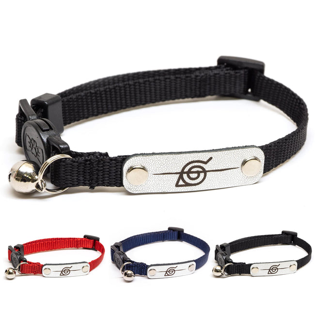 Naruto Breakaway Cat Collars for Girl & Boy Cats | Officially Licensed Naruto Shippuden Hidden Leaf Village Pet Accessories & Gifts, (8.5” to12”) Adjustable Cute Kitten Collar with Bell (Black, Rogue) Hover Image