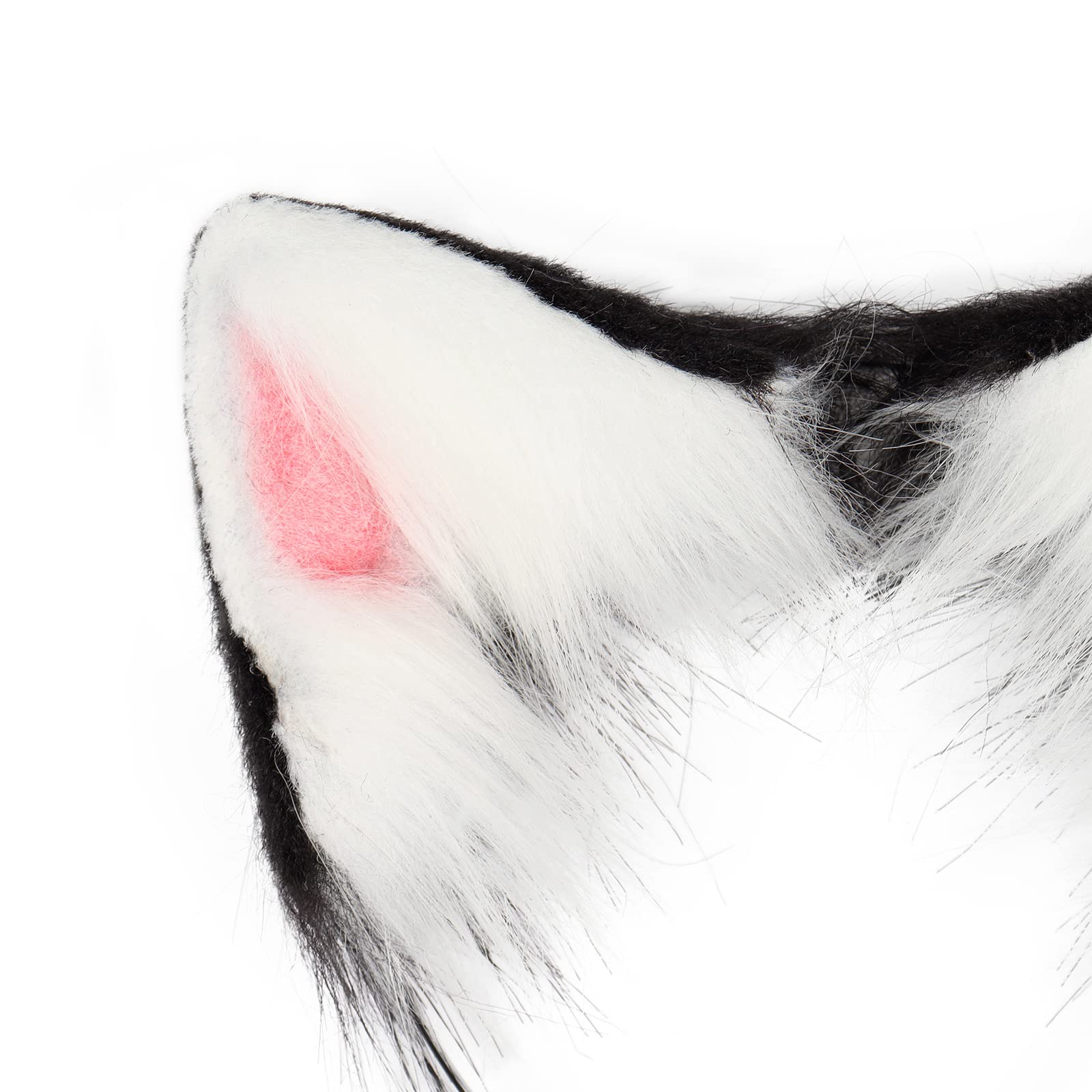 Cat Ears and Wolf Fox Animal Tail Cosplay Costume Faux Fur Hair Clip Headdress Halloween Leather Neck Chocker Set