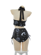 MEOWCOS Goth Bikini Swimsuit Witch Bathing Suit Dark Style Star Moon Gothic Swimsuit