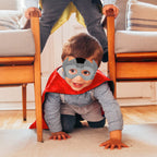 Mizzuco Dress Up Capes for Kids Superhero Cloak with Mask and Waistband Halloween Costumes and Party Dress up(Red Gray)