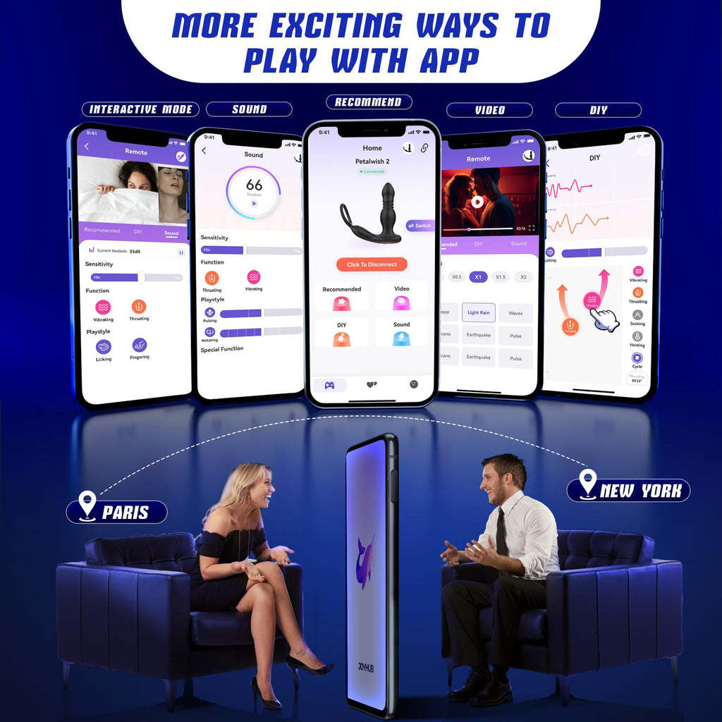 BEISAR Prostate Massager Anal Vibrator Thrusting Vibrating 7 Modes with Cock Ring Anal Plug Anal Sex Toys P Spot Massager Male Sex Toys for Men Enema Dildos Women Couples Remote Control Anal Beads