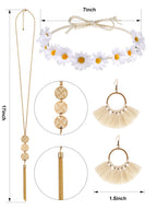 WILLBOND 4 Pcs Halloween 60s 70s Outfits for Women Hippie Costume 70s Costume Tops Accessories Women Fringe Hippie Vest(X-Large,Black)