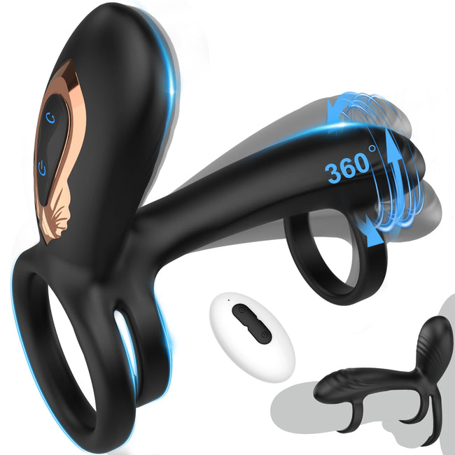 Vibrating Cock Ring with 360° Twisting G-Spot Stimulator – Penis Ring Couple Sex Toys with 10 Modes, Adult Toy for Clitoral & Testicle Stimulation, Penis Sleeve Extender Couples Vibrator for Men Women Hover Image