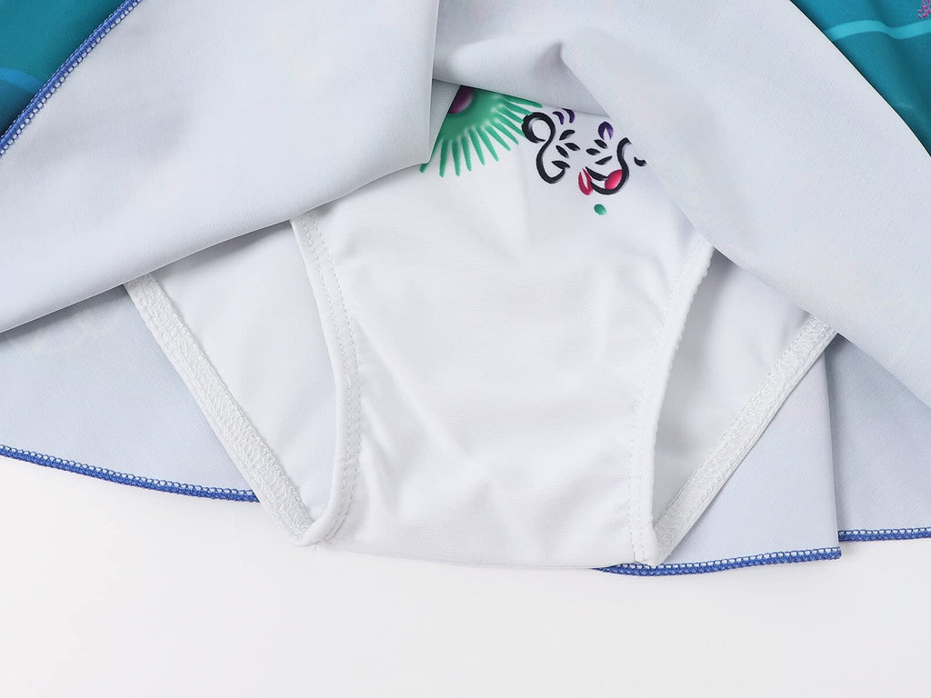 Jurebecia White Swimsuit for Girls Enacnto Bthing Suit Princess Adeventure Cosplay Role Play Kids One Piece Bikini One Shoulder Tankini Beach Swimming Pool Party Swimwear Size 12/10-11Years