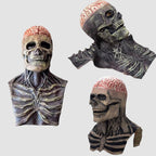 FLOWERTEEN Skeleton Halloween Scary Latex Mask with Moving Jaw Realistic Full Head Skull Mask Party Cosplay (Without Hat)